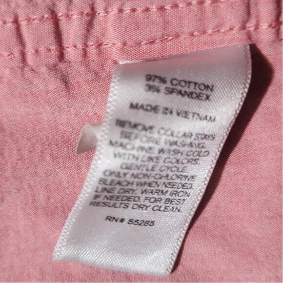 EXPRESS 1MX Men Red Chambray Dress Shirt M 15-15.5 Extra Slim Minimalist Career - Picture 7 of 7